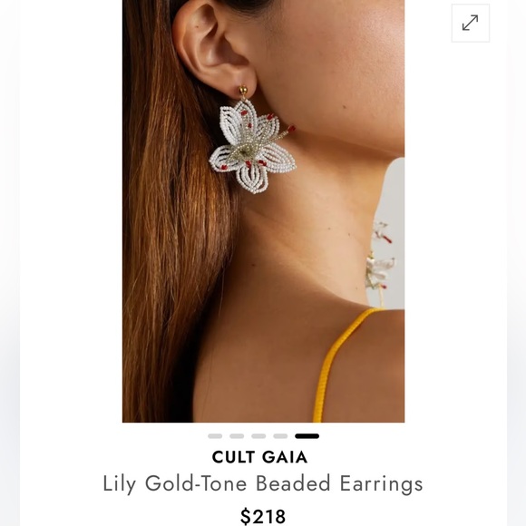 Cult Gaia NEW Lily Gold-tone Beaded Earrings - White - Picture 7 of 9